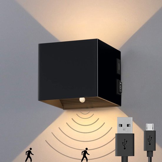 Luminize Oplaadbare wandlamp op accu draadloos - met bewegingssensor - aluminium - 2700K - 60 dagen accu