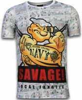 Popeye Savage - Digital Rhinestone T-shirt - Wit