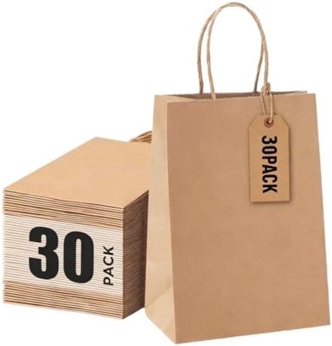 Imperatoris - Geschenktas - Bruin - Cadeauverpakking - Cadeaupapier - Cadeautasjes - Papieren Tassen - Gift Bag - Met Handvat - Kraft Tas - 15 x 8 x 21 cm - 30 Stuks