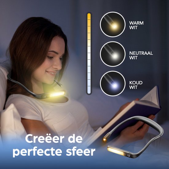 BP® Nekleeslamp met Timer - Leeslampje voor Boek - Leeslampje voor in Bed - Neklampje voor Haakwerk - Neklamp - Digitaal Display - Oplaadbaar - 3 kleuren licht - 9 standen - Zwart van BP — afbeelding 5