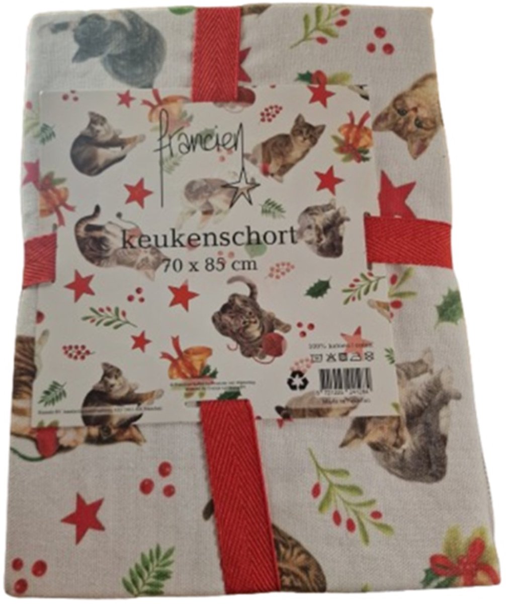 Keukenschort Francien - katten keukenschort 70 x 85 cm - franciens poezen