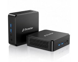 Elcostar A1 Mini PC - 16 GB DDR4 RAM (SO-DIMM) - 512 GB M.2 SSD (NVMe) - Intel N100 - WiFi & Ethernet - Windows 11 Pro - Dual HDMI - USB Type A & C - 4K UHD - mini computer - computer - mini pc