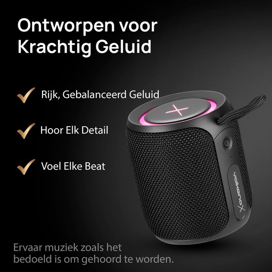 Volkano X Wave - Draadloze Bluetooth Speaker - 36W met Diepe Bas en TWS - 10 uur lang muziek - IP66 Water- & Stofbestendig (Outdoor) - Zwart van Merkloos — afbeelding 4