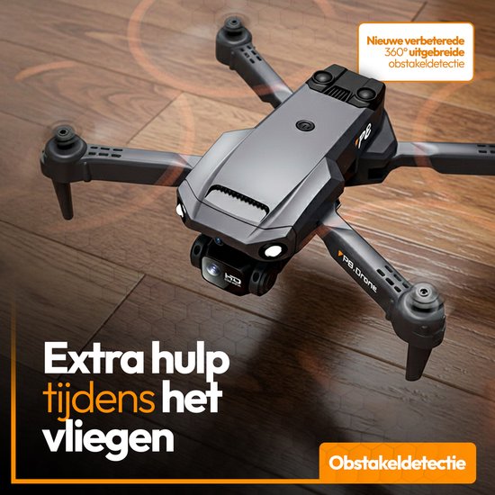 SefSay P8 Drone Zwart - Drone met dubbele camera - Obstakel ontwijking - Drones - drone voor kinderen - Drones met camera voor volwassenen - Inclusief opbergtas en 2 accu's
