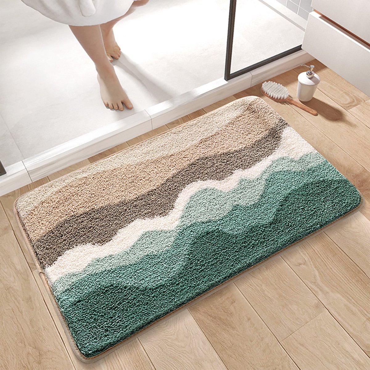 Badkamermat met strandthema, antislip, ultrazacht, wasbaar, absorberend en sneldrogend, me