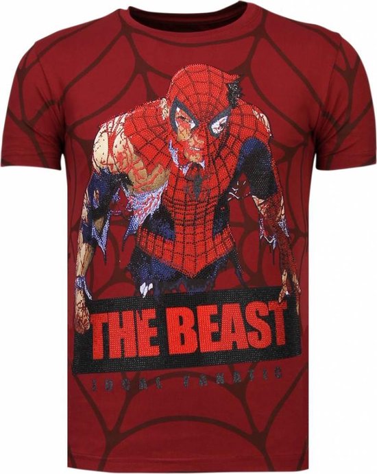 The Beast Spider - Rhinestone T-shirt - Bordeaux
