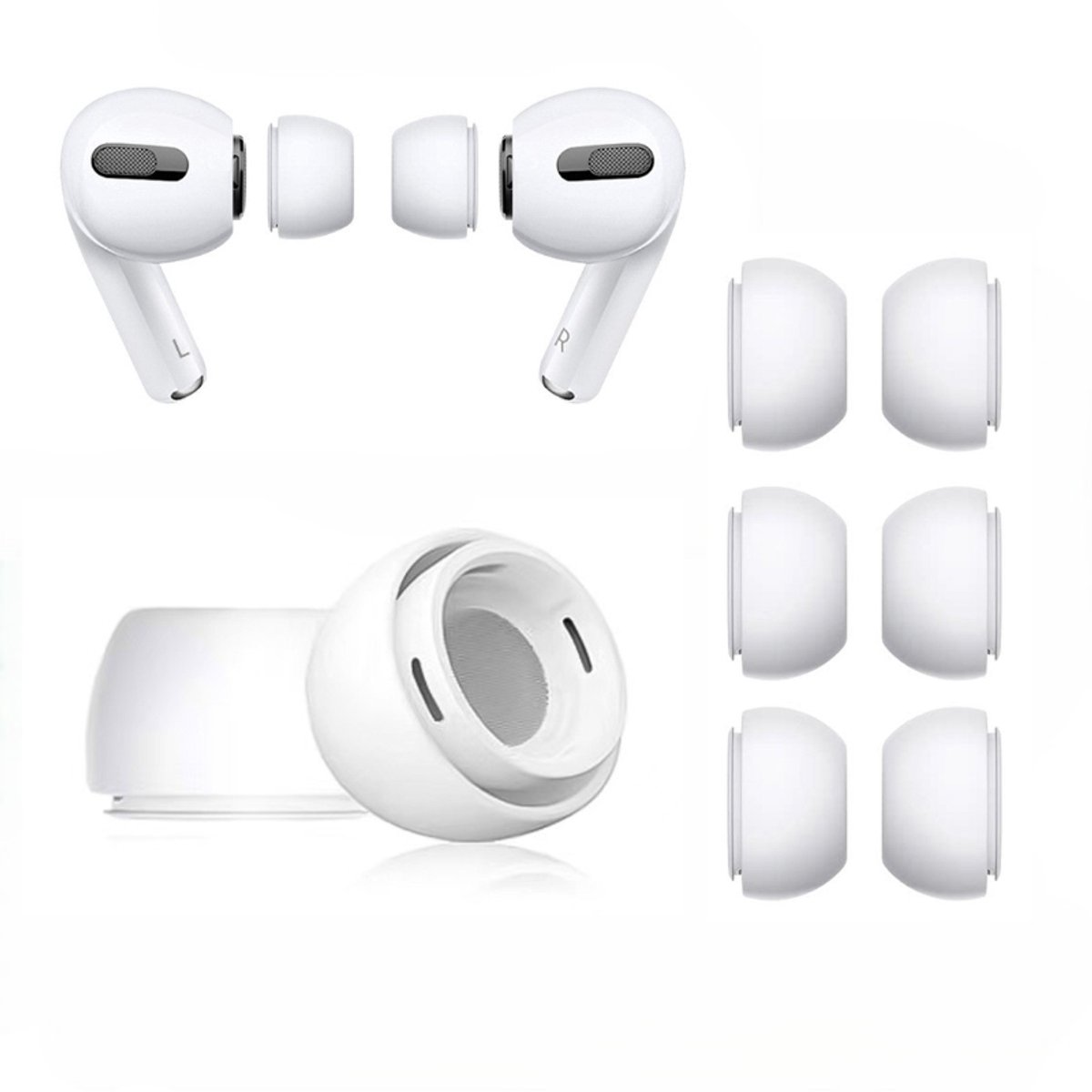 4 Paar Oortips voor AirPods Pro - Siliconen oordopjes - AirPods Pro dopjes - Geschikt voor AirPods - Antislip Siliconen Oordopjes met Ruisonderdrukkingsgat – LOUZIR