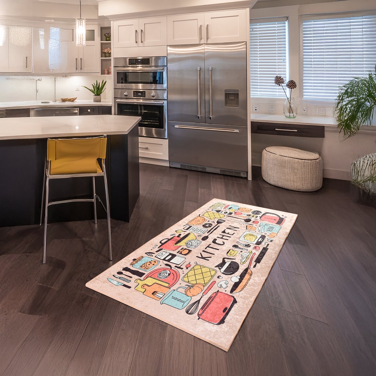 Bosdela keukentapijt Happy Lunch 80x120 cm Wasbare keukenkleden - Vloerkleden - Keukentapijten - Keukenmatten - Keukenlopers kleurrijk