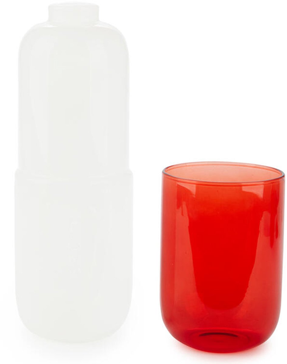 Bottle & Glass Water Pill 550 ml white/red van Invotis