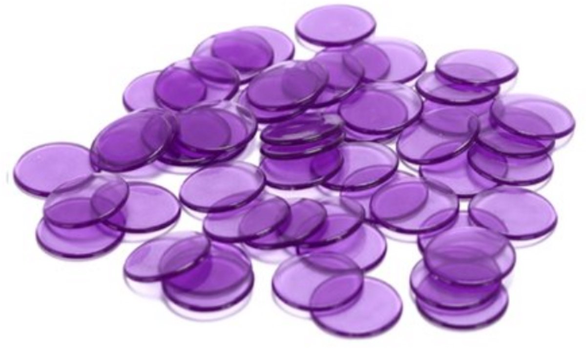 Bingo Fiches Transparant | Bingofiches PAARS | 50 Stuks