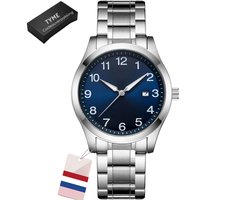 Tyme Zurich Heren Horloge - 40mm Blauw/Zilver - Goed leesbaar - Horloges voor Mannen - Polshorloge - Uurwerk - met Cadeauverpakking