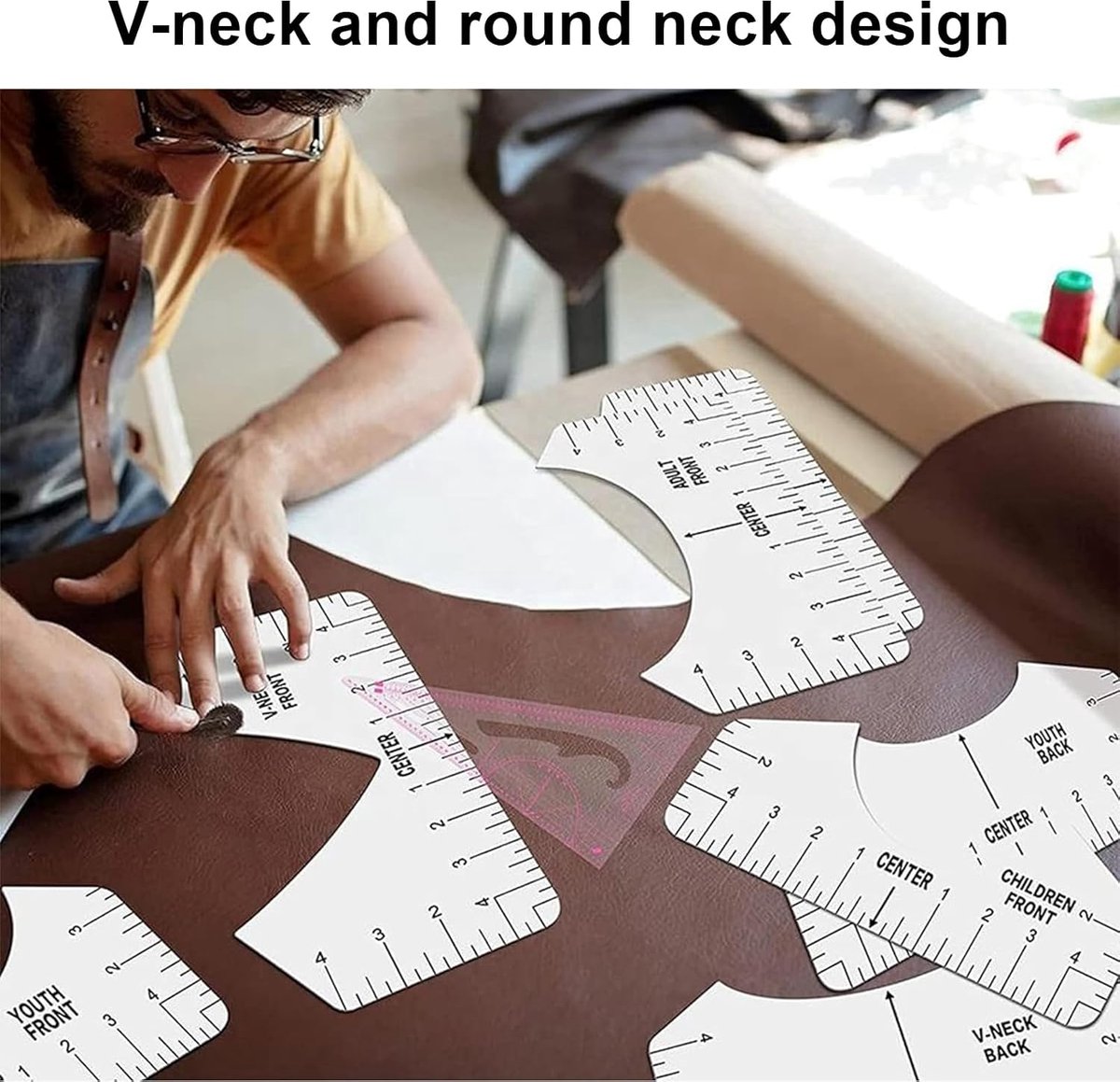 Candala Kleermakersliniaal kromme liniaal T-shirt uitlijningsliniaal PVC witte meetlint 8 stuks voor volwassenen, jongeren en kinderen