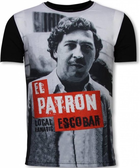 Local Fanatic El Patron Escobar - T-shirt strass numérique - Noir El Patron Escobar - T-shirt strass numérique - T-shirt homme noir taille XXL