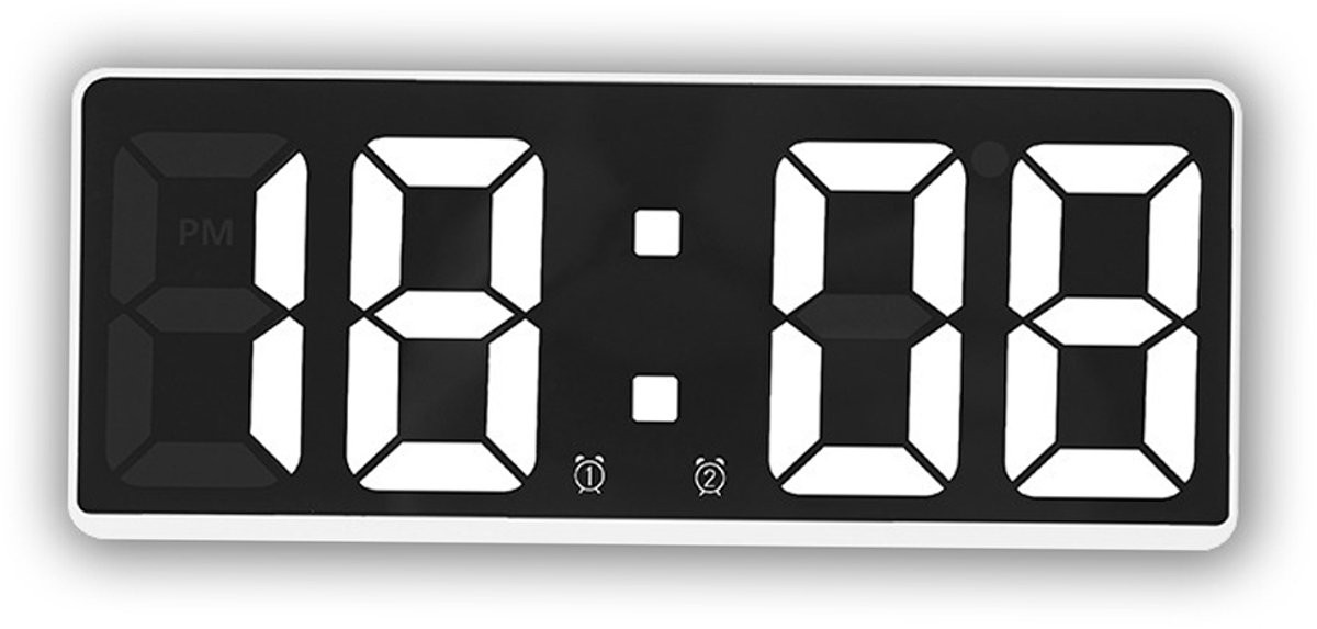 longziming -Digitale Wekker met Temperatuur – LED Display – Instelbare Helderheid – Spraakbediening – Wit