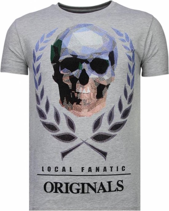 Local Fanatic Skull Originals - T-shirt strass - Grey Skull Originals - T-shirt strass - T-shirt homme bleu marine Taille S