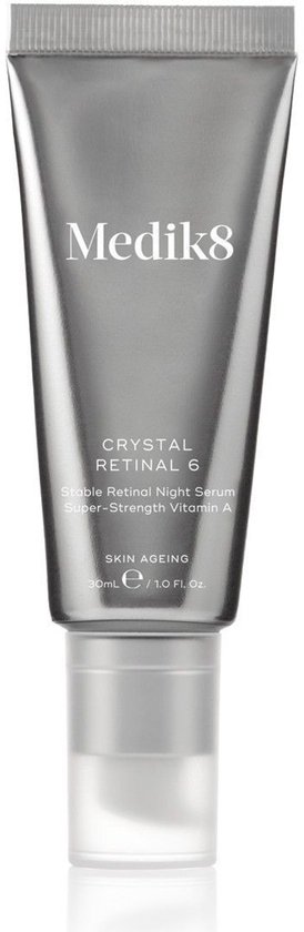 Medik8 Crystal Retinal 6 stabil serum met vitamine A in zilverkleurige tube.