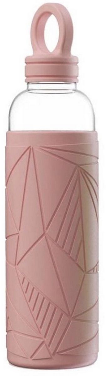 Drinkfles 2 Go Roze 550 ml - Borosilicaat Glas - Duurzame Herbruikbare Waterfles