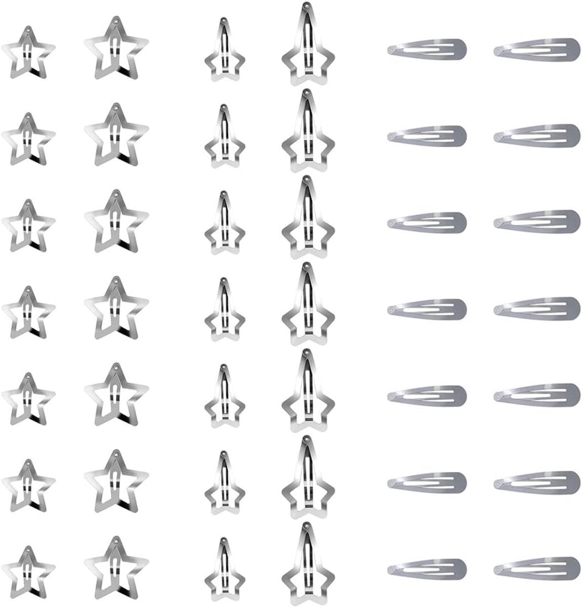 Metalen Ster Haarspelden - Snap Clips - Haar Styling - No Slip Design - 42 Stuks - Zilver