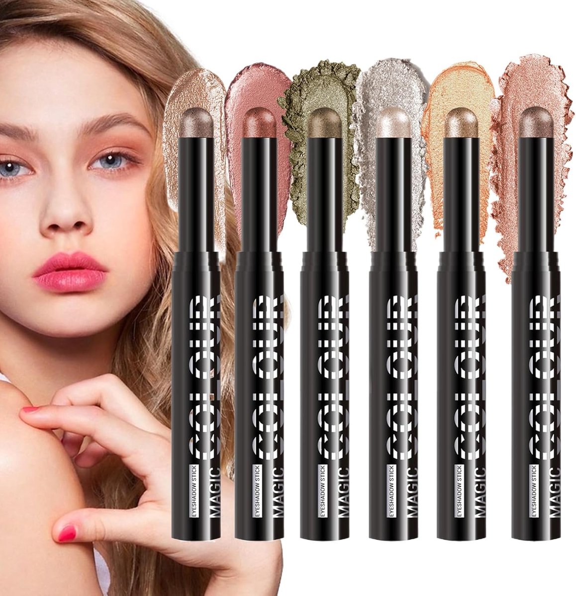 Oogschaduw Stift - Oogkleur Potlood - Dagelijkse Make-up - Matte Glans Crayon - 6 Stuks