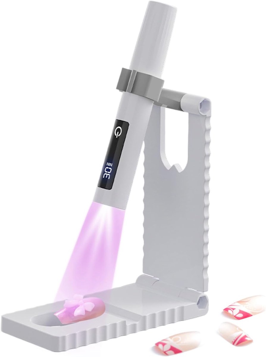 Draagbare UV Lamp - Nagel Droger - Nagel Gel Uitharden - Oplaadbaar LCD Display - Compact Lichtgewicht - Wit