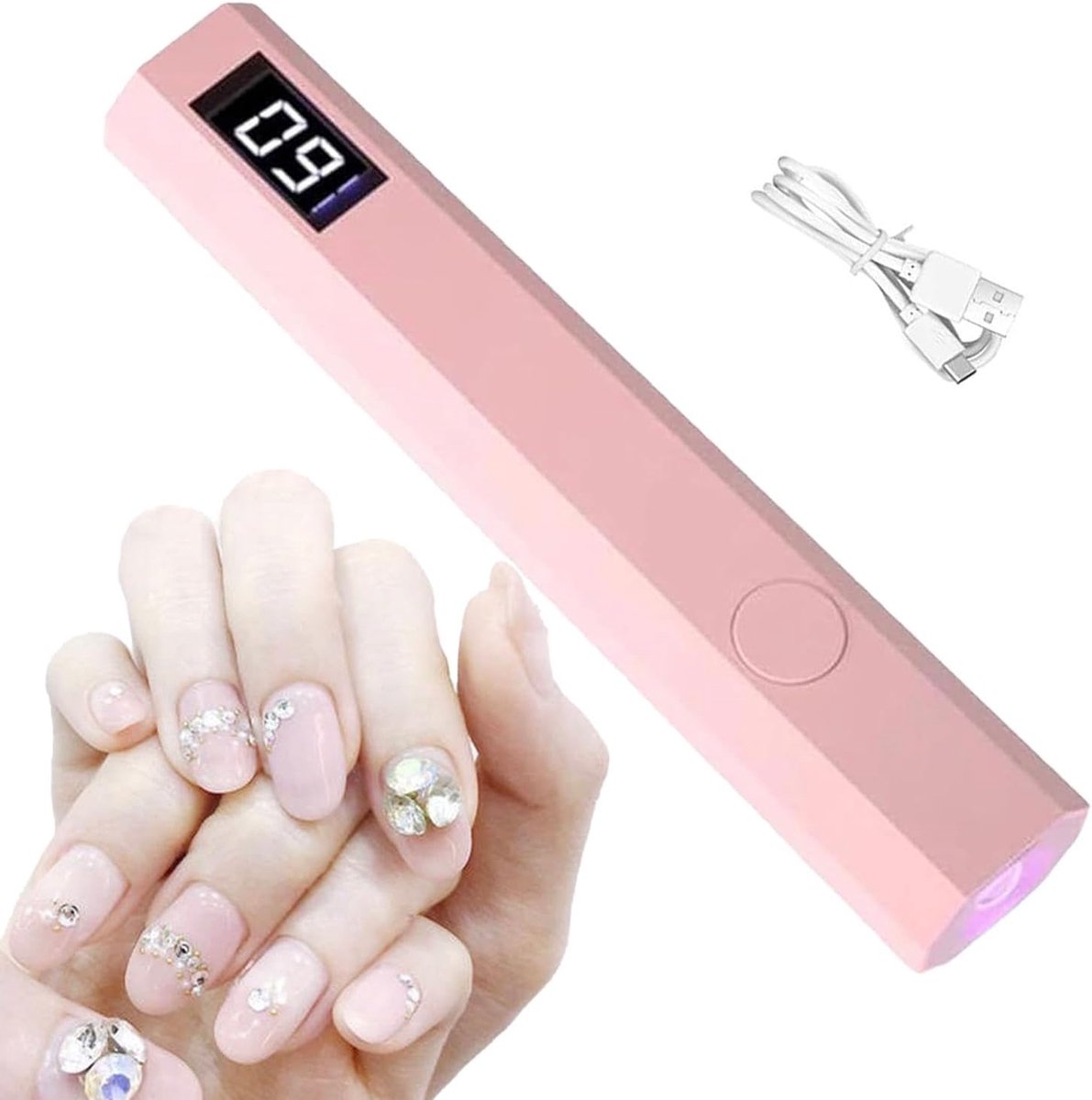 Nagellamp - Gelnagellamp UV LED - Thuis manicure - Oplaadbaar draagbaar - Compact formaat - Roze