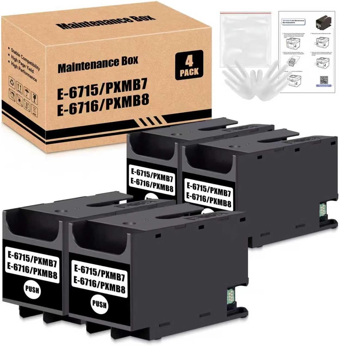 Onderhoudsboxen - Printer Supplies - Printer Onderhoud - 4 Stuks Set - 10x10x13 cm