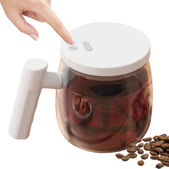 Gobelet Mélangeur Électrique - Gobelet Mélangeur Automatique - Gobelet à Café Rechargeable - Mug Automélangeant - Shaker Protéiné - Gobelet Mélangeur à Café - Rechargeable USB - 7000RPM - Wit