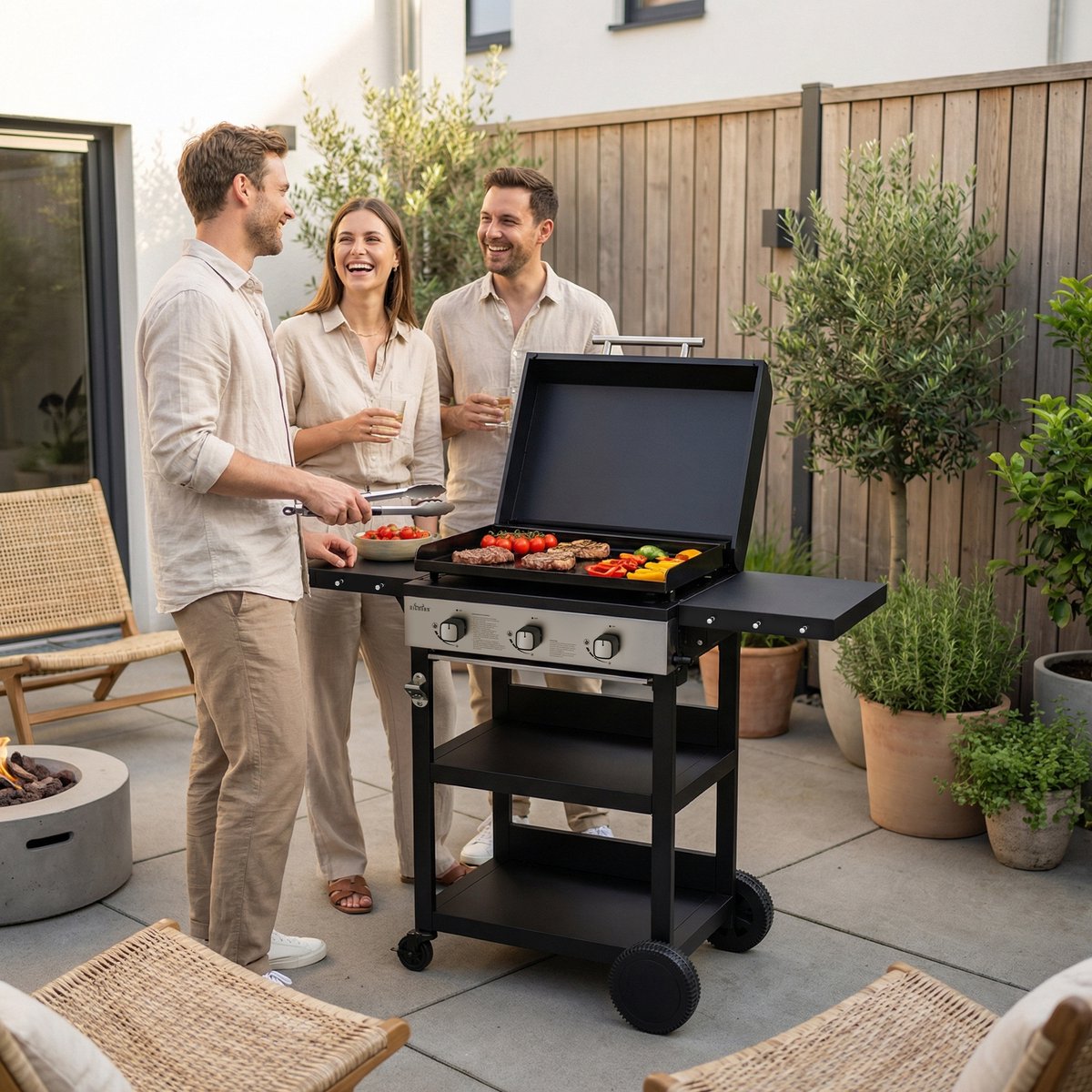 BIGHORN Plancha Barbecue Grill, Gas barbecue met deksel, - afbeelding 3