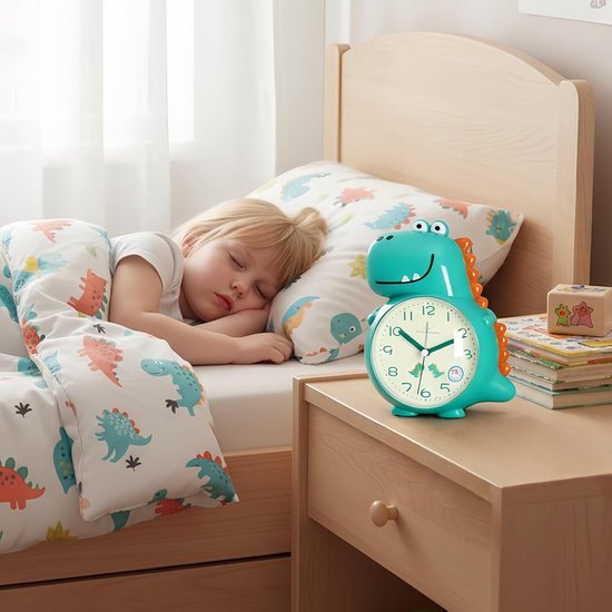 Kinderwekker Dier - Zingende Wekker - Slaapkamer Decoratie - Ingebouwde Speaker - 19.5x15.2x11.5cm - Groen/Geel — afbeelding 4