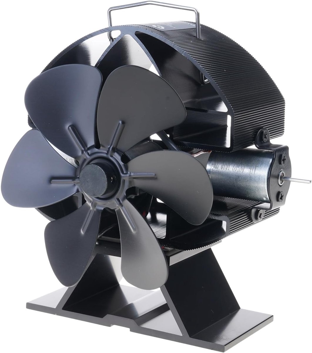 Kachelventilator - Warmteaangedreven Ventilator - Efficiënt Verwarmen - Geen Batterijen Nodig - 17x10x17 cm - Zwart