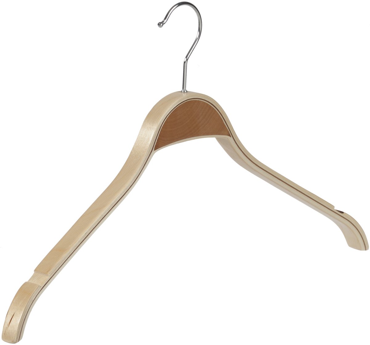 De Kledinghanger Gigant - Mantelhanger - Kostuumhanger - Jassenhanger - Volwassenen - 7717 - 6 Stuks - Berkenhout - Naturel Gelakt - Schouderverbreding 1,8 cm - 42 cm - Rokinkepingen - Kledinghanger - Kleerhanger (7717H/6)