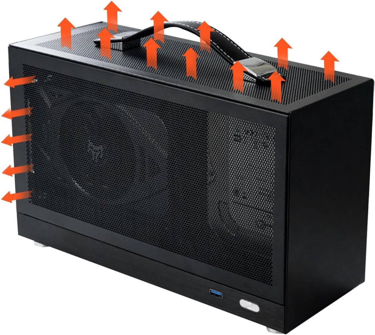 Mini Computerbehuizing - Kleine PC Kast - Desktop Bouwen - Aluminium Legering - 312 x 135 x 193 mm - Zwart