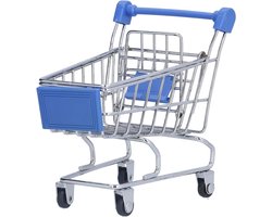 Boodschappenkar - Winkelwagen Trolley - Boodschappen Opbergen - Stevig IJzeren Frame - 30 x 35 x 45 cm - Blauw