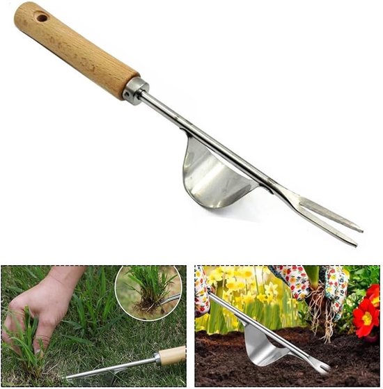 Plukken Grashark Schop - Tuin Gereedschap - Effectief Tuinonderhoud - Slijtvast Roestvrij Staal - 33x3x2 cm - Zoals Afgebeeld — afbeelding 4