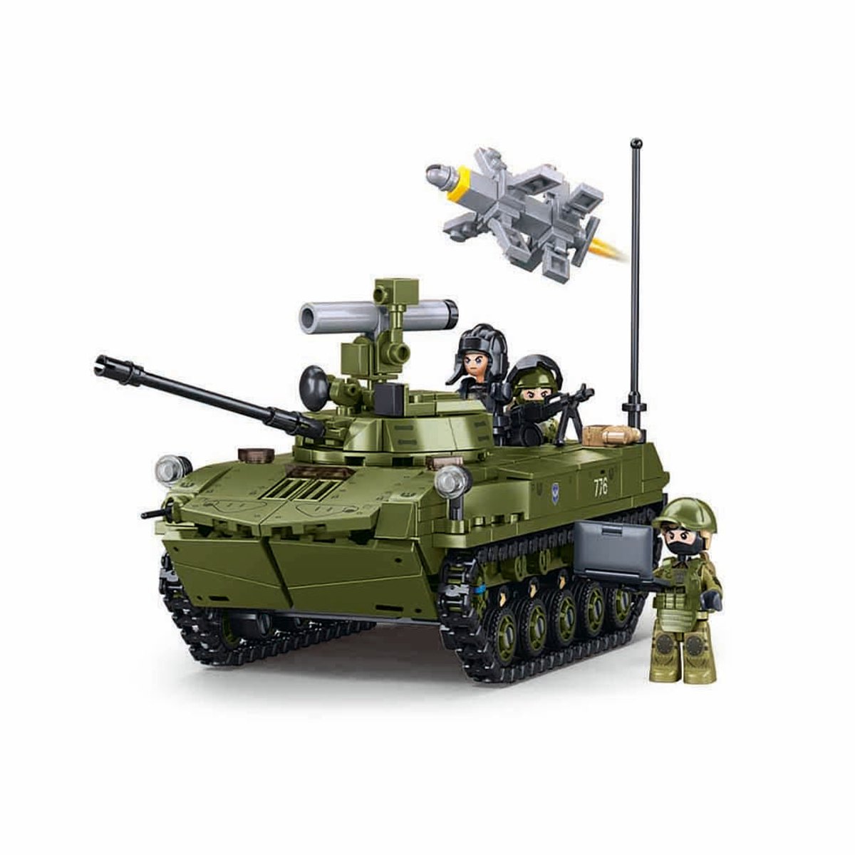Sluban modelbricks army bmd-2s recon tank - 2in1 bouwset - constructiespeelgoed - 530 bouwstenen - m38-b1250 - vanaf 8 jaar