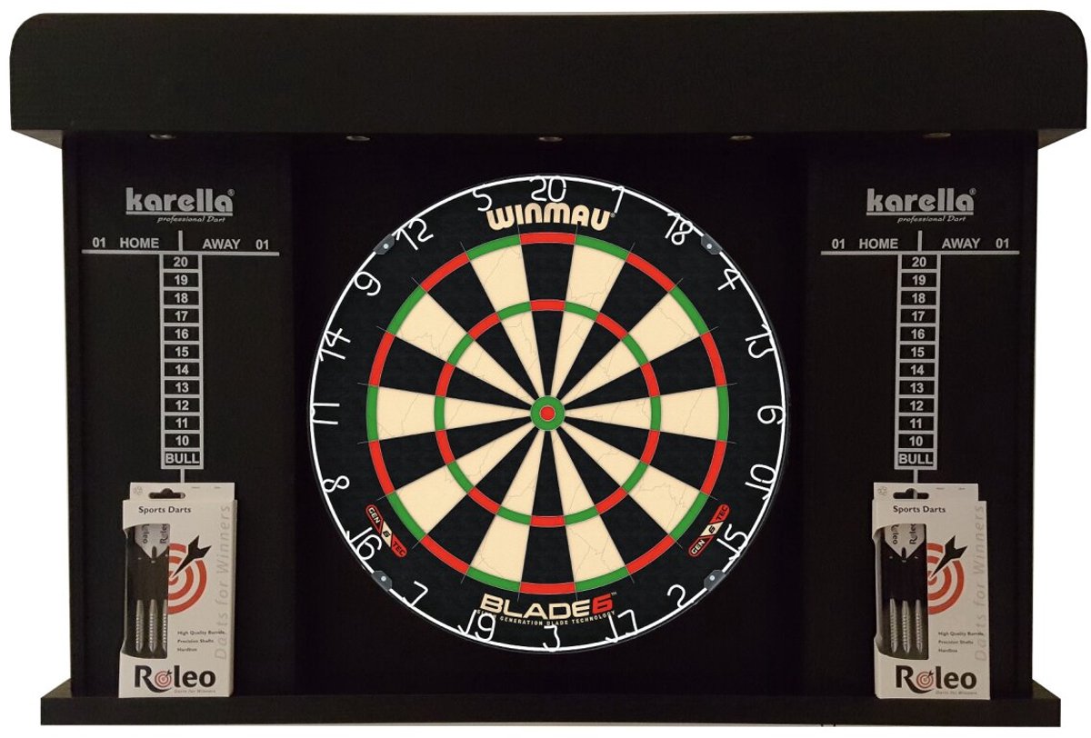 Steeldart Set Winmau Blade 6 + Kast + 2 Sets Roleo Dartpijlen
