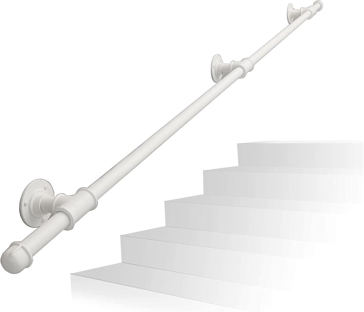 Steunbeugel Trap - Wandsteun Buiten - Veiligheid Verhoging - Robuust Ijzer - 60cm Lengte - Wit