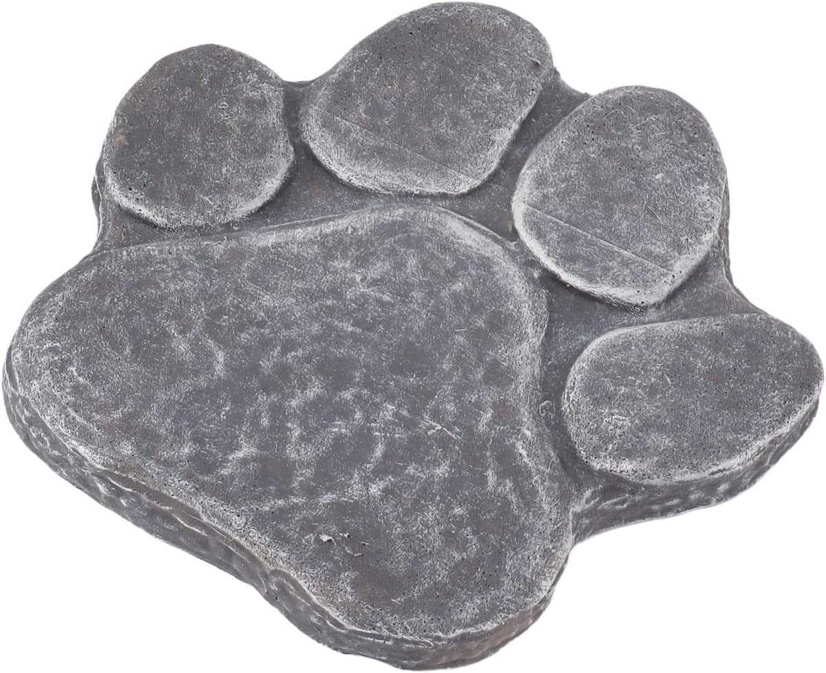 Herdenkingssteen Pootafdruk - Gedenksteen Huisdier - Herdenkingsplek Tuin - Weerbestendig Hars - 15.5 x 17.5 cm - Steengrijs
