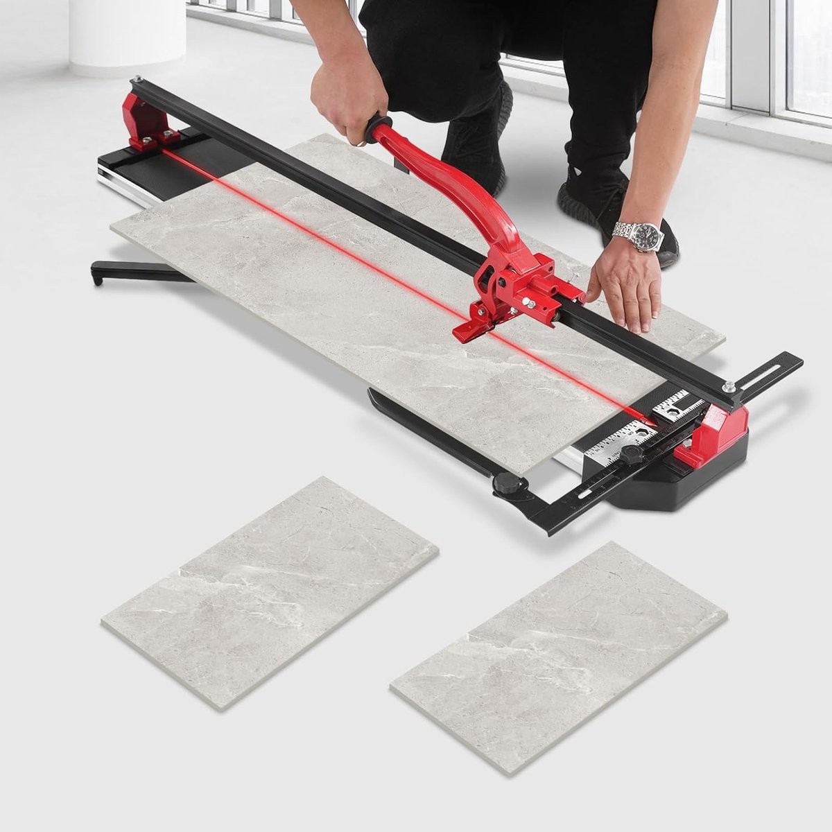 Tegelsnijder - Handmatige Tegelsnijmachine - Precisie Snijden - Ergonomisch Handvat - 120 cm Lengte - Rood Zwart