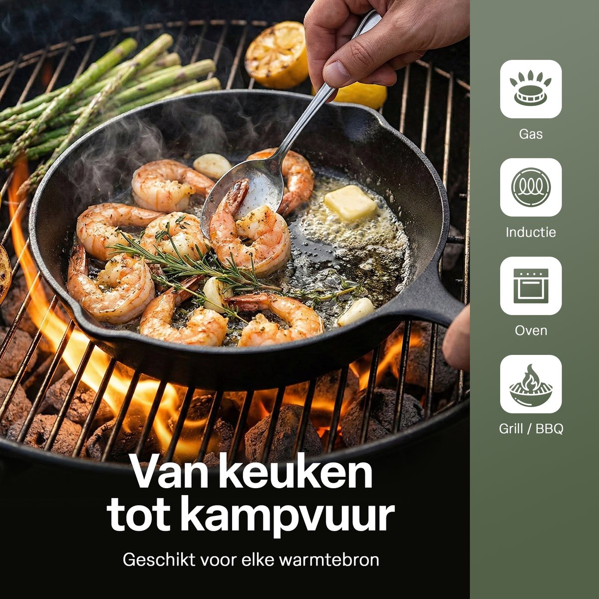 Chefino gietijzeren koekenpan set 3-delig