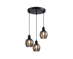 Bamled - Glazen hanglamp smoked - 3-lamps - grijs - inclusief lichtbronnen