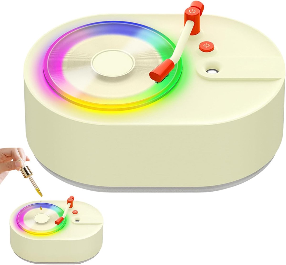 Kamer Luchtbevochtiger - Kleine Diffuser - Bureau Thuis - Oplaadbaar Met Verlichting - 15.9x10.9x7.3cm - Licht Geel