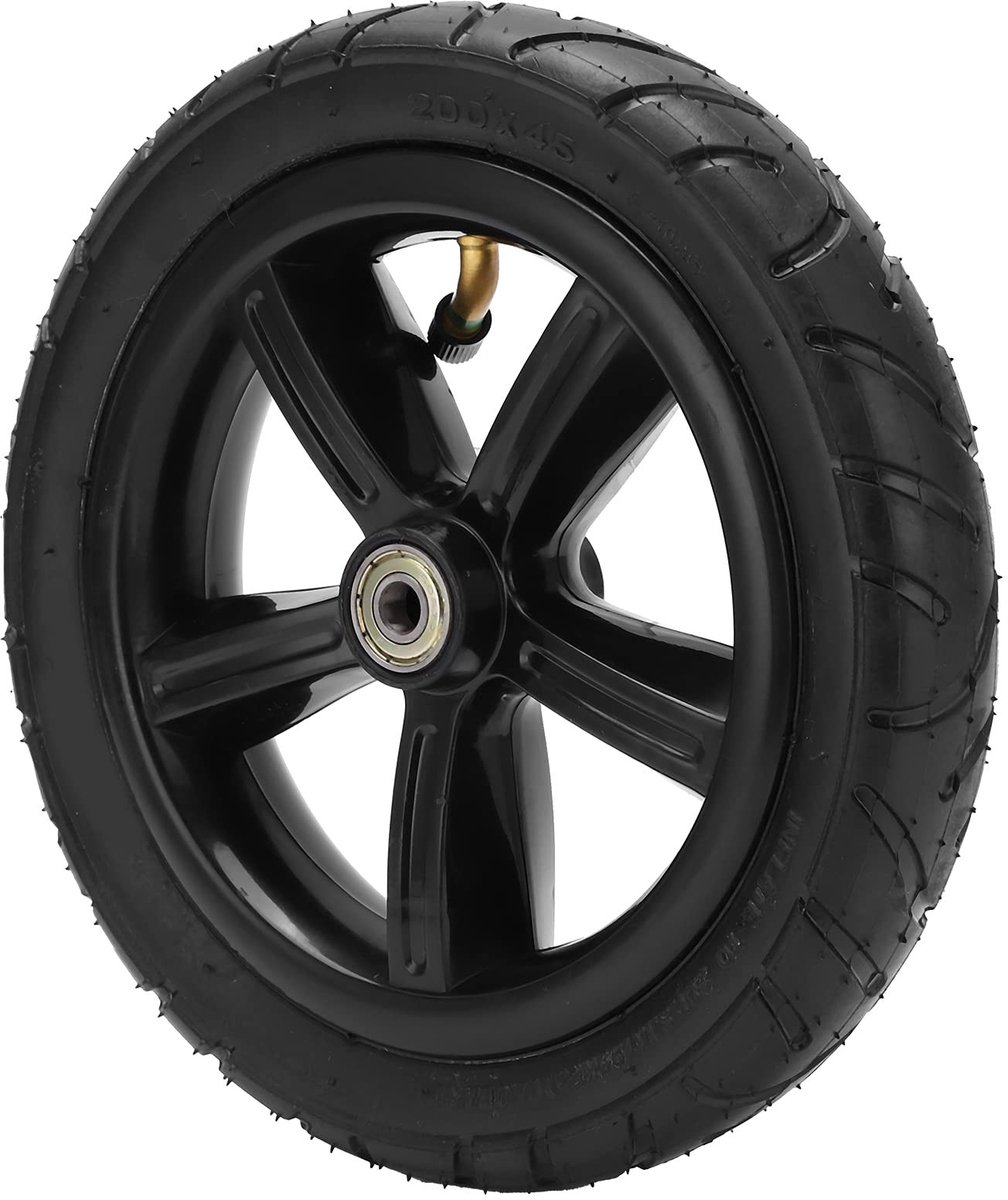 Allecto - Pneumatische wielset - Universeel - Schokabsorptie - Zwart - Elektrische step - 8 inch wiel - Duurzaam rubber - Met lagers