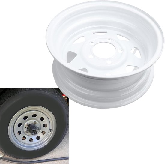 Stalen Velg - Aanhanger Velg - Trailer Gebruik - Hoge Sterkte Staal - 14 Inch 5x4.5 - Wit — afbeelding 2