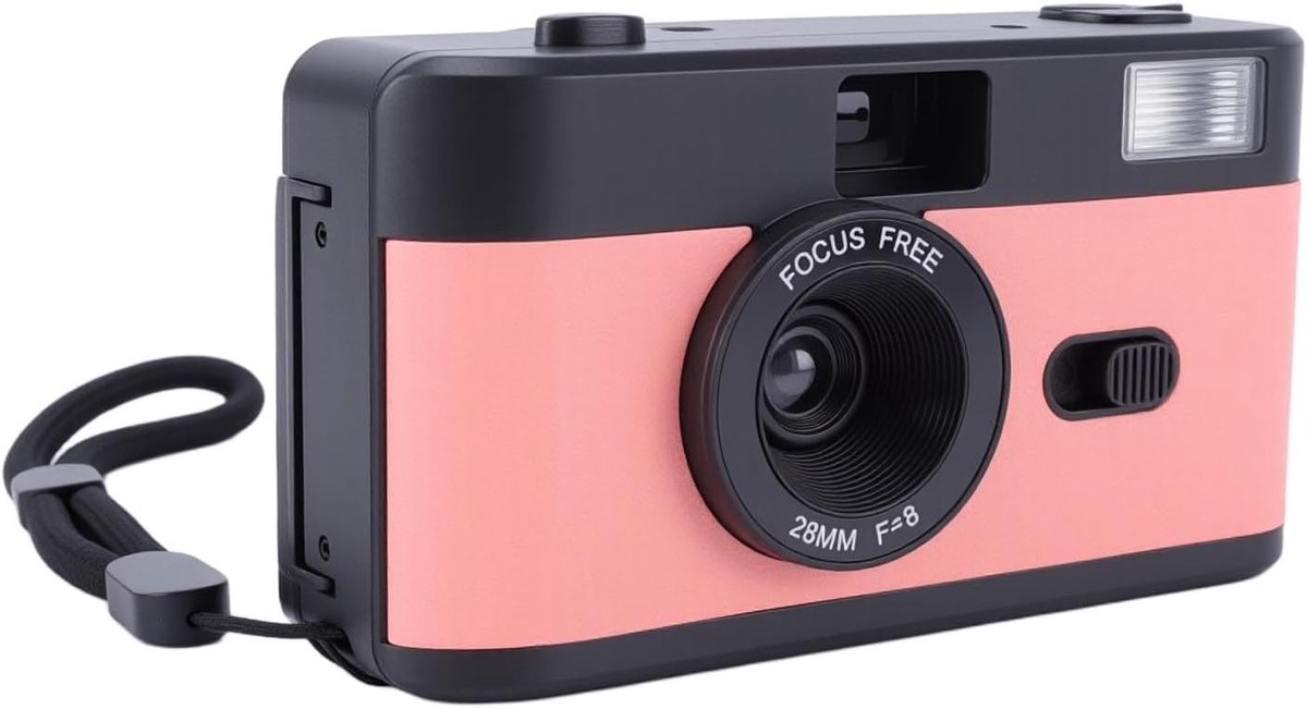 Filmcamera Herbruikbaar - Retro Camera - Vastleggen Momenten - Ingebouwde Flitser - 28 Mm Lens - Zwart Roze