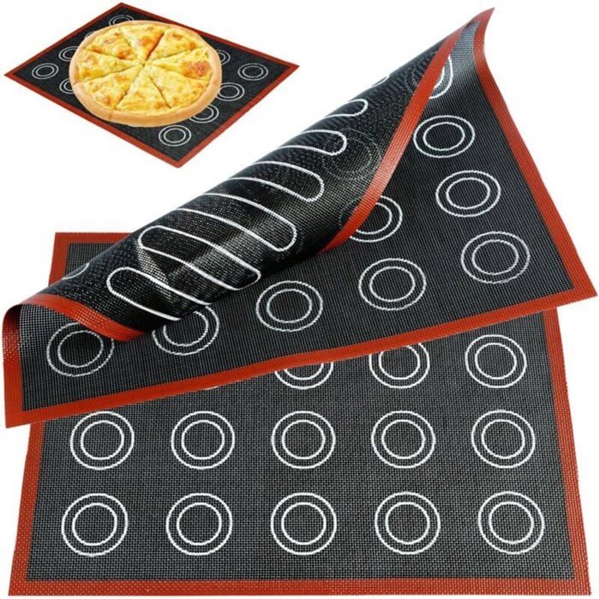 Set van 2 extra dikke, herbruikbare siliconen macaronmatjes (40 x 30 cm)