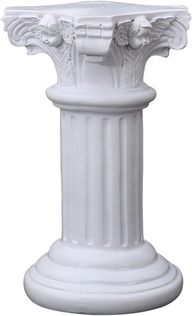 Romeinse Pijler Decoratie - Griekse Zuil Sculptuur - Interieur Verfraaien - Hoogwaardig Hars - Tot 19.5 cm - Wit