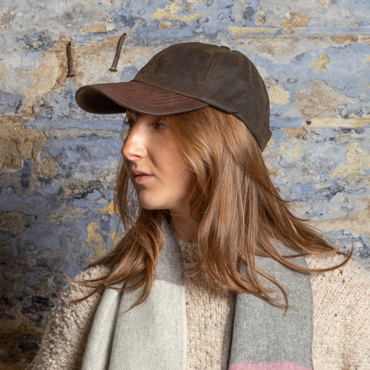 Wax Baseball Cap Groen – Waxed Cotton Pet met Leren Klep (Made in UK)