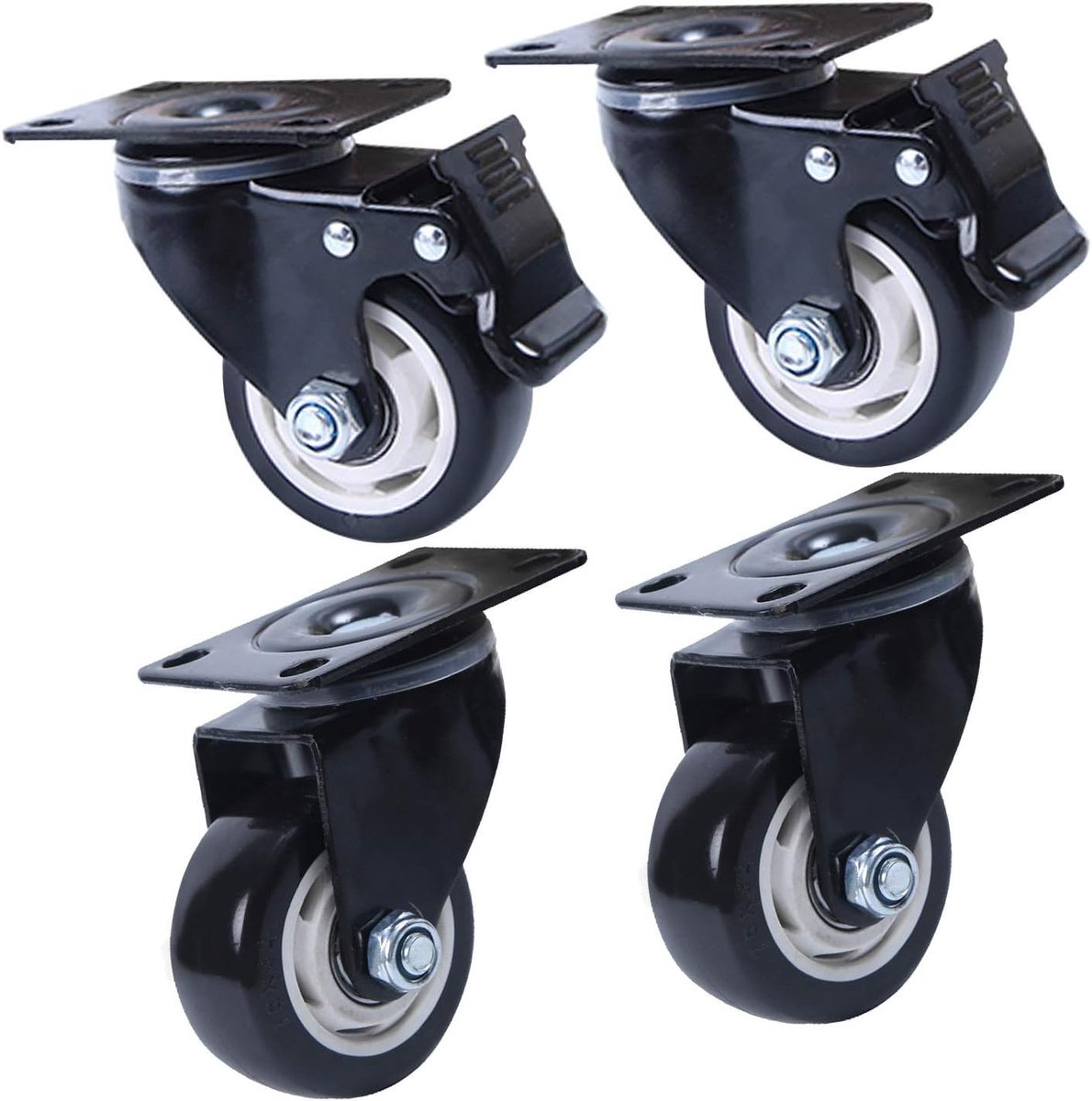 Meubelwielen met rem - Verrijdbare wieltjes - Meubels verplaatsen - 360 graden draaibaar - 75 mm diameter
