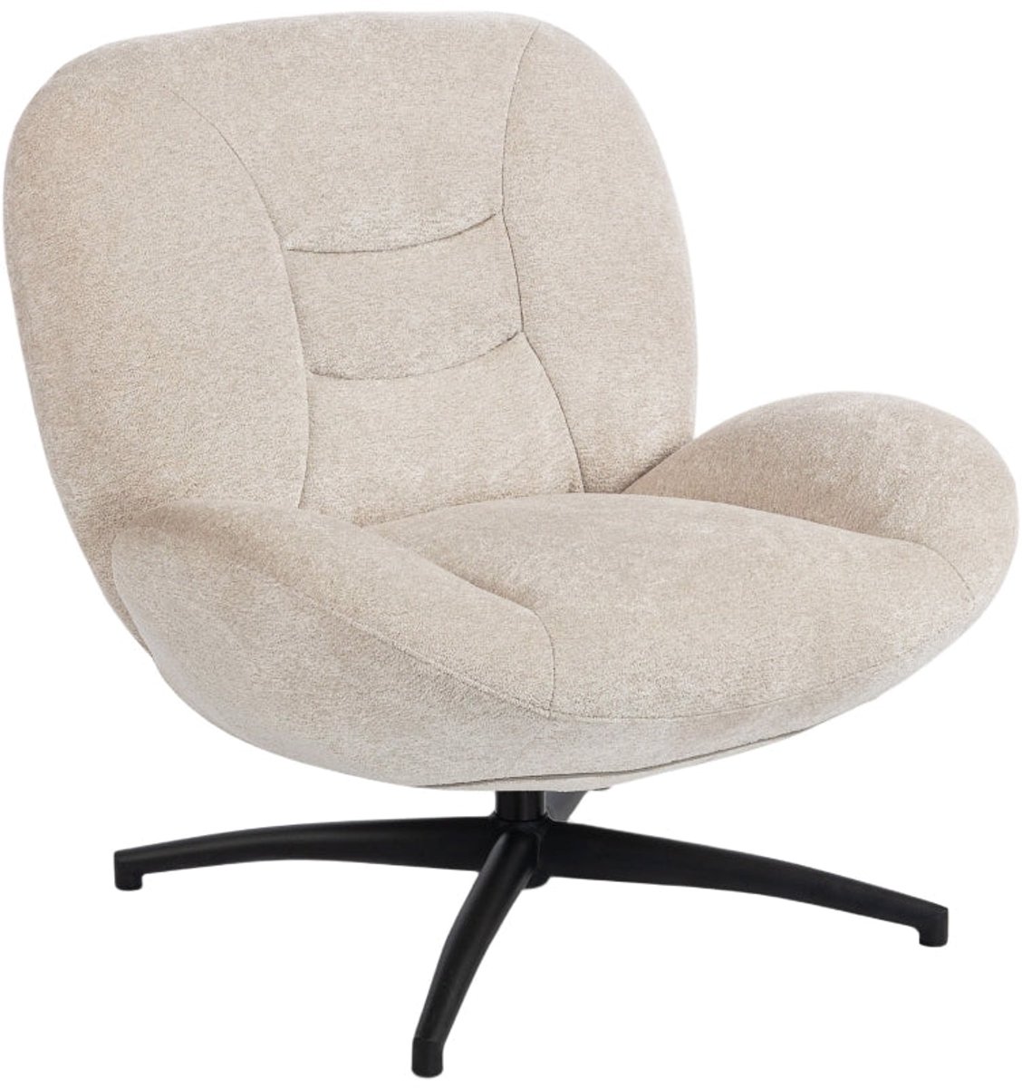 Merax Draaibare Fauteuil Crème Wit – Comfortabele Relaxstoel Met Zachte Stoffen Bekleding, 360° Draaibare Loungestoel Met Stalen Onderstel Voor Woonkamer